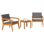 vidaXL 3-dielny bistro set s vankúšmi, vyrobený z masívneho akáciového dreva – Obrázok 3
