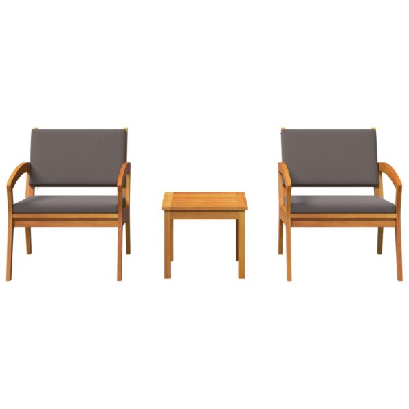 vidaXL 3-dielny bistro set s vankúšmi, vyrobený z masívneho akáciového dreva – Obrázok 7
