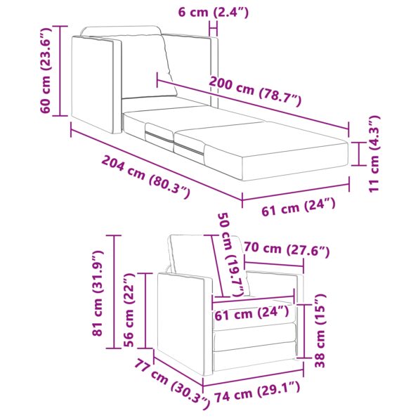 vidaXL Pohovka na ležanie 2 v 1 Modrá 74x77x81 cm Textília – Obrázok 11
