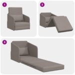 vidaXL Pohovka na podlahe 2 v 1 Sivohnedá 65x80x83 cm Čalúnená – Obrázok 10