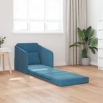 vidaXL Floor Sofa Bed 2-v-1 Modrá 65x80x83 cm Velúr – Obrázok 3