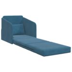 vidaXL Floor Sofa Bed 2-v-1 Modrá 65x80x83 cm Velúr – Obrázok 4