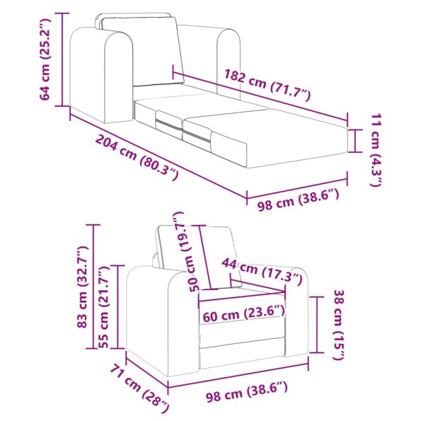 vidaXL Podlahová pohovka na spanie 2 v 1 tmavožltá 98x71x83 cm Textil – Obrázok 11