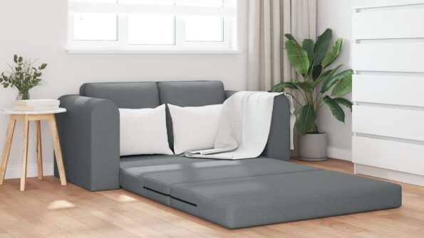 vidaXL Floor Gauč posteľ 2 v 1 Tmavošedý 148x71x83 cm Textil – Obrázok 4