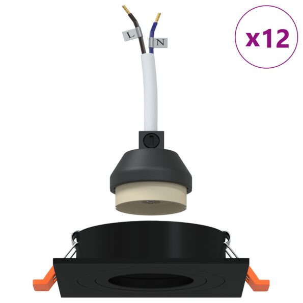 4108153_4.jpg vidaXL zapušťacie svetlá 12 ks Štvorcový GU10 Čierny 91x91 mm – Obrázok 4