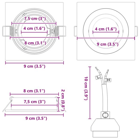 4108157_12.jpg vidaXL Vstavané bodové svetlá 24 ks Štvorcové GU10 Strieborné 91x91 mm – Obrázok 12