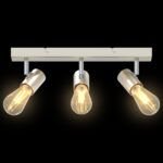 vidaXL stropné bodové svetlo 3-cestne nastaviteľné kefované niklové E27 – Obrázok 11