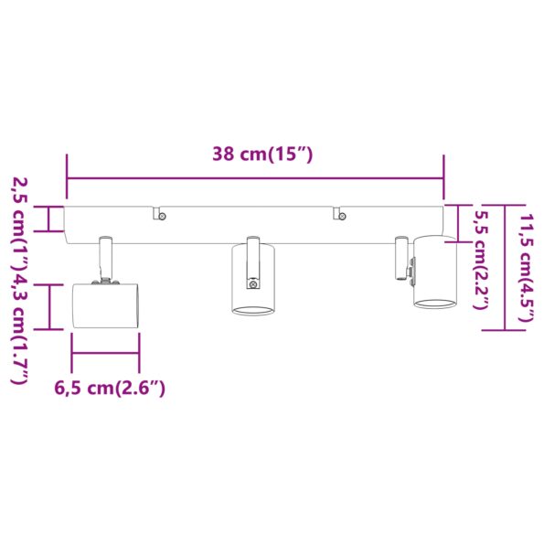 vidaXL stropné bodové svetlo 3-cestne nastaviteľné kefované niklové E27 – Obrázok 13