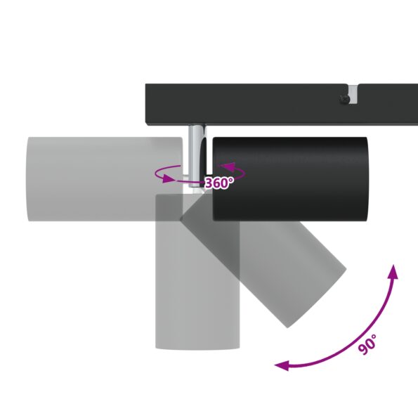vidaXL Stropný Reflektor 3-cestný nastaviteľný čierny GU10 – Obrázok 12