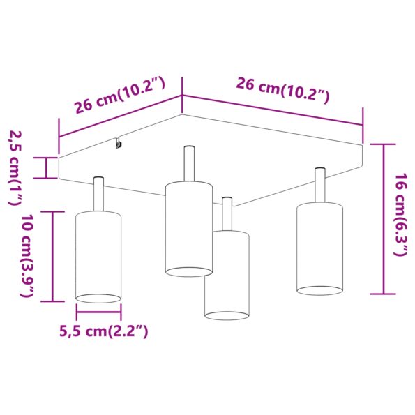 vidaXL Stropný reflektor 4-cestný nastaviteľný kartáčovaný niklový GU10 – Obrázok 13