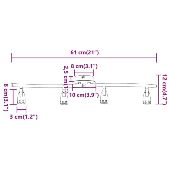vidaXL stropný reflektor 4-cestne nastavitelný matný niklový GU10 – Obrázok 13