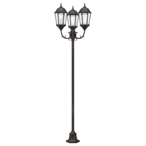 vidaXL Záhradný svetelný stĺp s 3 lampami E27 Bronz 220 cm Hliník – Obrázok 3