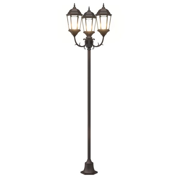 vidaXL Záhradný svetelný stĺp s 3 lampami E27 Bronz 220 cm Hliník – Obrázok 7