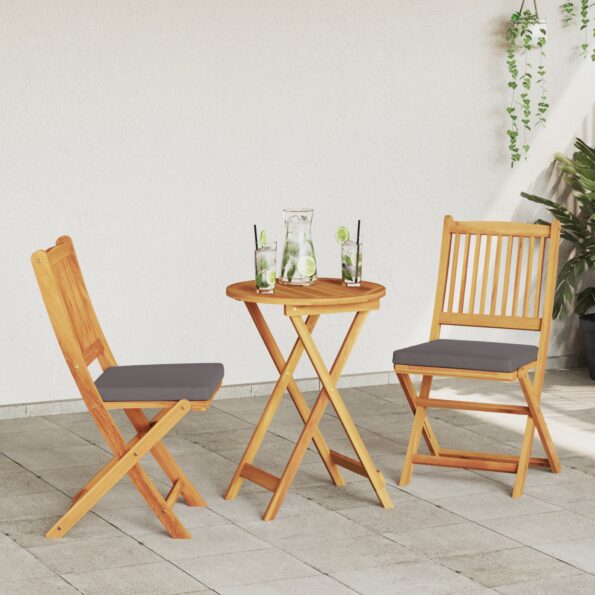 vidaXL 3-dielny záhradný bistro set - Masívne akáciové drevo – Obrázok 4