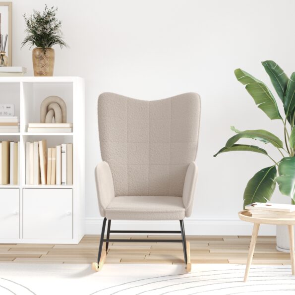 vidaXL Relaxačné kreslo svetlosivá kučeravá látka – Obrázok 3