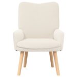 vidaXL Relaxačné kreslo krémové z látky pripomínajúcej vlnu – Obrázok 4