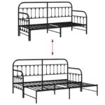 vidaXL Postelový rám s rozkladacím lôžkom Čierny 75x190 cm Oceľ – Obrázok 11