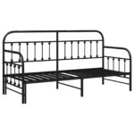 vidaXL Postelový rám s rozkladacím lôžkom Čierny 75x190 cm Oceľ – Obrázok 2
