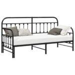 vidaXL Postelový rám s rozkladacím lôžkom Čierny 75x190 cm Oceľ – Obrázok 3