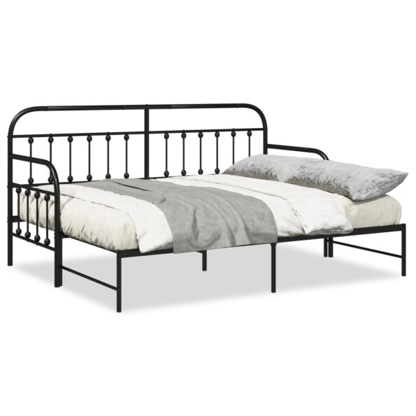 vidaXL Postelový rám s rozkladacím lôžkom Čierny 75x190 cm Oceľ – Obrázok 4