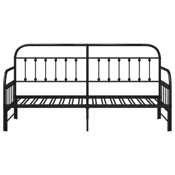 vidaXL Postelový rám s rozkladacím lôžkom Čierny 75x190 cm Oceľ – Obrázok 6