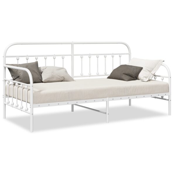 vidaXL Dvojlôžko Biele 100x190 cm Oceľ – Obrázok 4