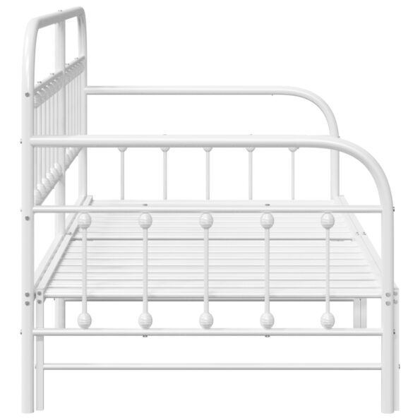 vidaXL Rám postele s rozťahovacím lôžkom, biela, 107x203 cm, oceľ – Obrázok 7