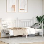 vidaXL Rám postele s pružiacou plochou Biely 90x190 cm Oceľ – Obrázok 5