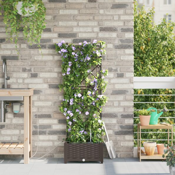 vidaXL Záhradné kvetináče s vodným zavlažovacím systémom Hnedá – Obrázok 3