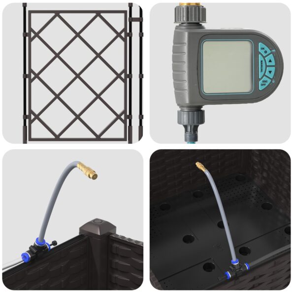 vidaXL Záhradné kvetináče s vodným zavlažovacím systémom Hnedá – Obrázok 8