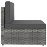 vidaXL Sektorová stredová pohovka sivá polyratanová – Obrázok 3