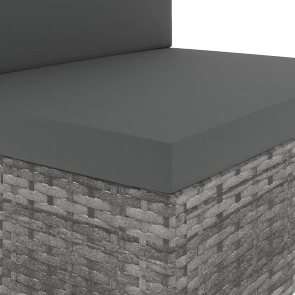 vidaXL Sektorová stredová pohovka sivá polyratanová – Obrázok 5