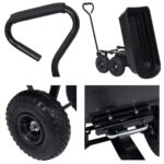 vidaXL Záhradný vyklápací ručný vozík 300 kg 75 l čierny – Obrázok 13