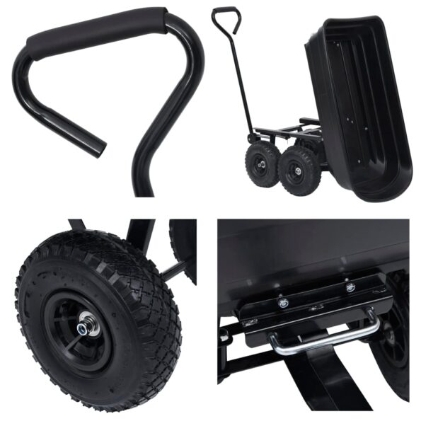 vidaXL Záhradný vyklápací ručný vozík 300 kg 75 l čierny – Obrázok 13