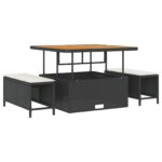 vidaXL 8-dielny záhradný gaučový set s vankúšmi - čierny poly ratan akácia – Obrázok 6