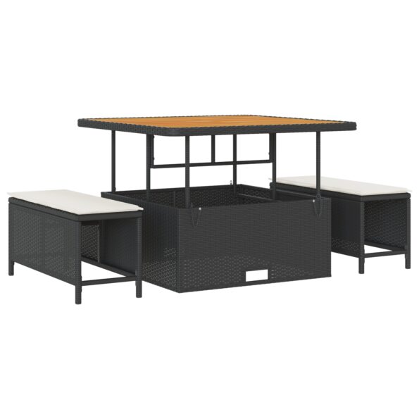 vidaXL 8-dielny záhradný gaučový set s vankúšmi - čierny poly ratan akácia – Obrázok 6