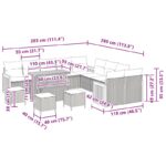 Súprava 14-dielneho záhradného gauča s vankúšmi sivá Polyratan Akácia, Súprava 4-dielneho záhradného jedálenského setu s vankúšmi sivá Polyratan Akácia – Obrázok 12