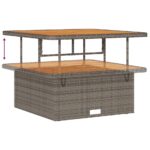 Súprava 14-dielneho záhradného gauča s vankúšmi sivá Polyratan Akácia, Súprava 4-dielneho záhradného jedálenského setu s vankúšmi sivá Polyratan Akácia – Obrázok 9