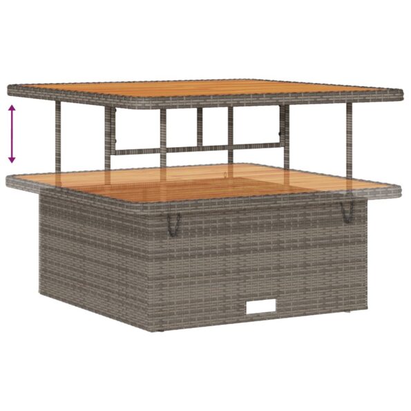 Súprava 14-dielneho záhradného gauča s vankúšmi sivá Polyratan Akácia, Súprava 4-dielneho záhradného jedálenského setu s vankúšmi sivá Polyratan Akácia – Obrázok 9