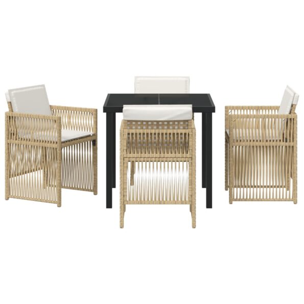 vidaXL 5-dielny záhradný jedálenský set s vankúšmi béžový poly ratan – Obrázok 7