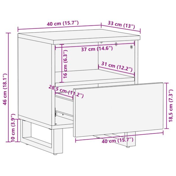 vidaXL Nočné skrinky 2 ks 40x33x46 cm Masívne drevo – Obrázok 12