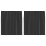 vidaXL Voile záclony s vreckami na tyče, 2 ks, čierne – Obrázok 2