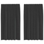 vidaXL Voile záclony s vreckami na tyče, 2 ks, čierne – Obrázok 2