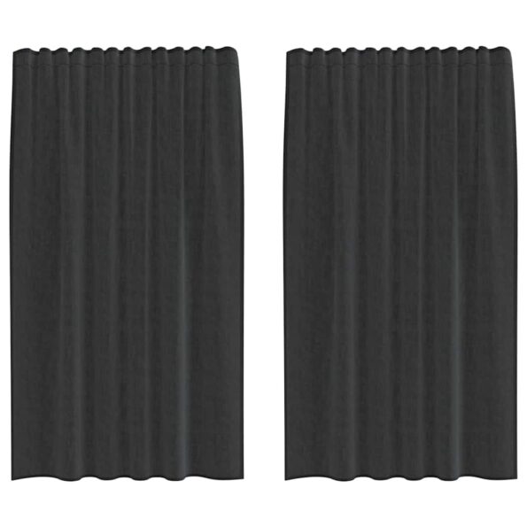 vidaXL Voile záclony s vreckami na tyče, 2 ks, čierne – Obrázok 2