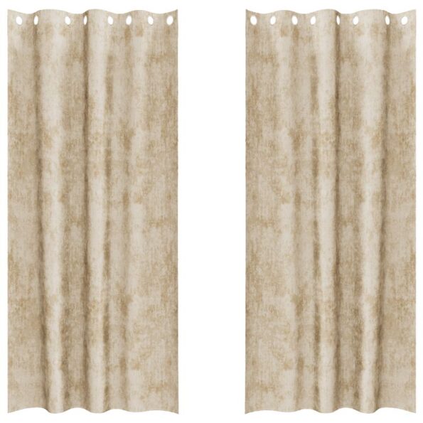 vidaXL Sametové závesy 2 ks s okami krémové 245x140 cm – Obrázok 2