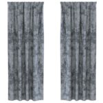 vidaXL Velvet Curtains 2 ks s očkami Strieborná sivá 260x140 cm – Obrázok 2