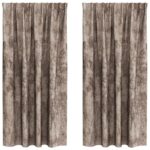 vidaXL Zamatové záclony 2 ks s okami Cappuccino 175x140 cm – Obrázok 2