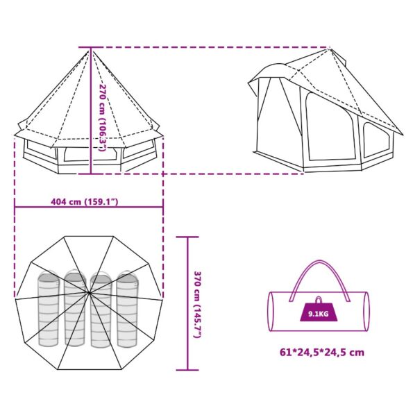 vidaXL Rodinný Tipi stan šedý a oranžový, 6-osobový, vodotesný – Obrázok 12