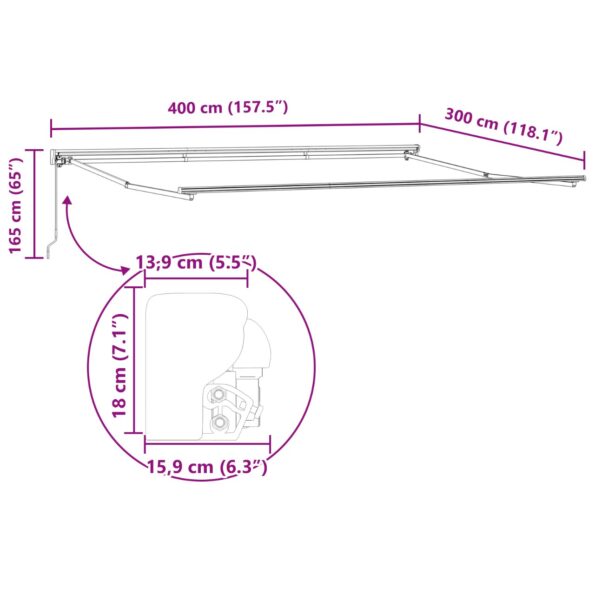 vidaXL Rám markízy Semi-Cassette Retractable Manual Metal – Obrázok 10