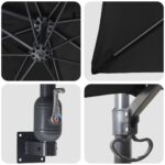 vidaXL slnečník na terasu Čierny Polyester, Oceľ Veľký Sklopný – Obrázok 7